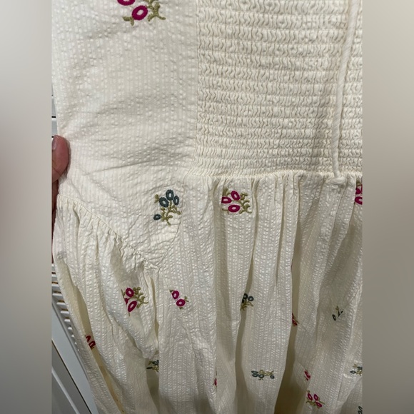 NWT Free People White Midi Dress with Pink & Green Floral Embroidery - Picture 13 of 13